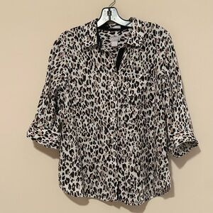 Leopard Print Button-Up Blouse